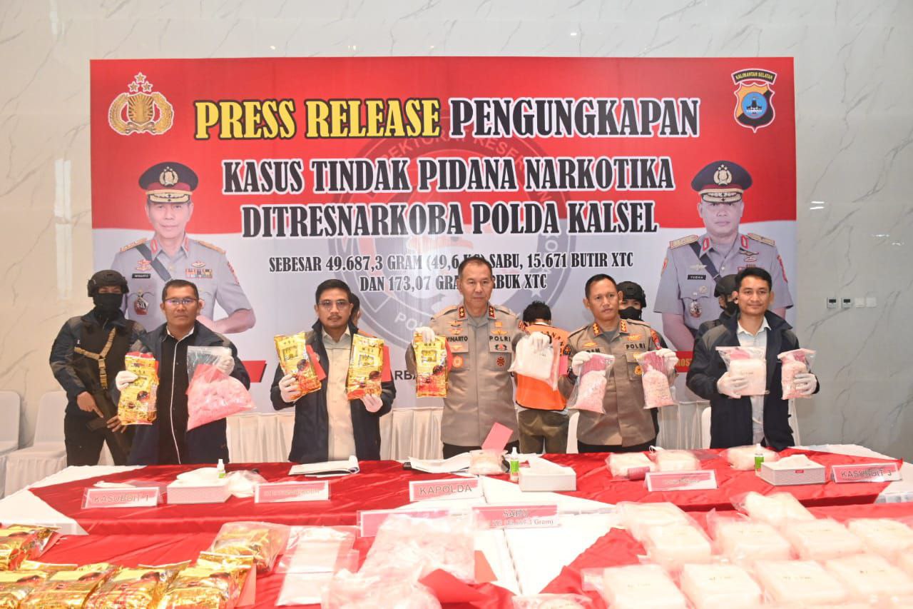 PRESS RELEASE PENGUNGKAPAN KASUS TINDAK PIDANA NARKOTIKA DIT RESNARKOBA POLDA KALSEL