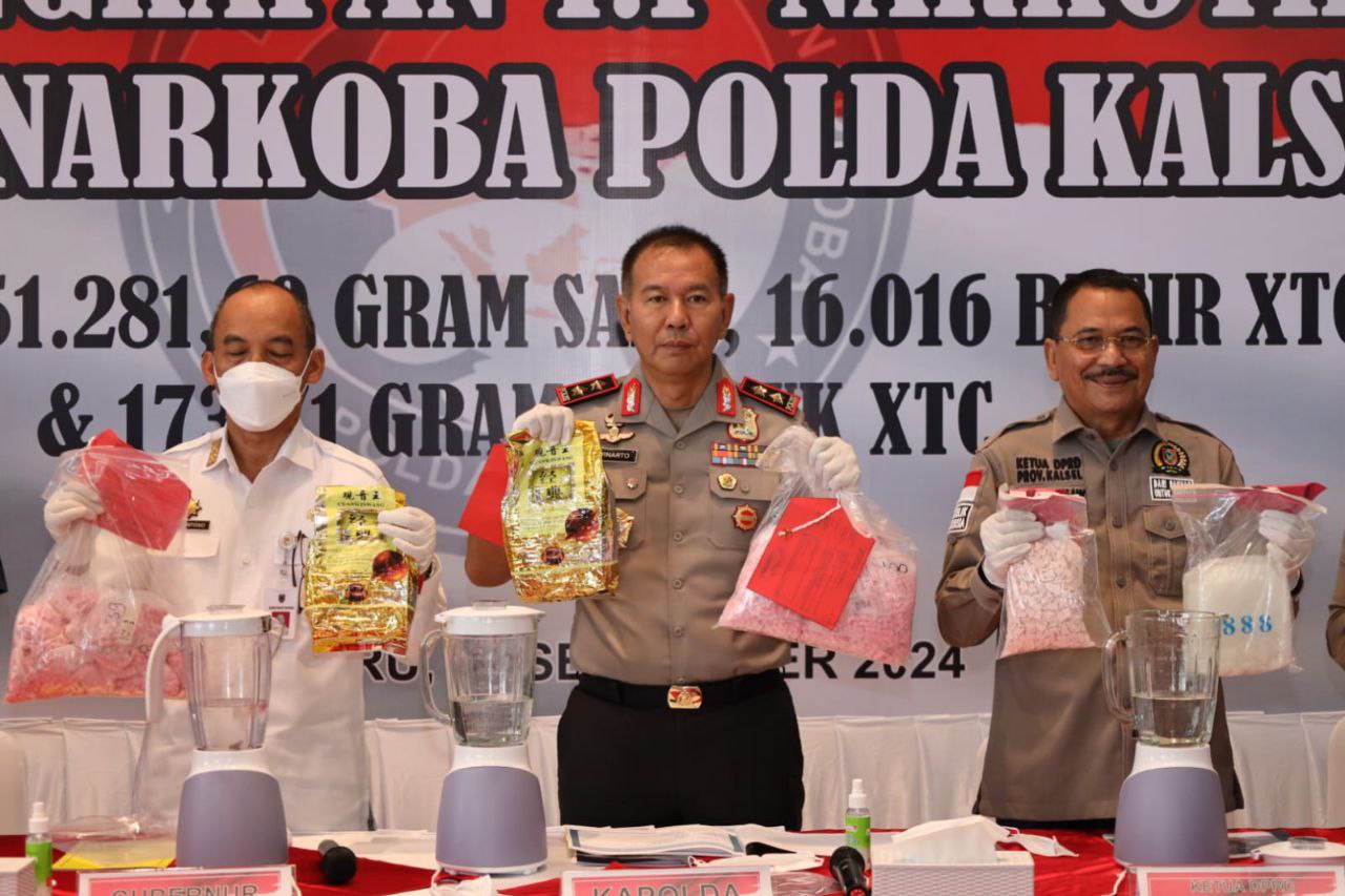 PEMUSNAHAN BARANG BUKTI NARKOBA HASIL UNGKAPAN DIT RESNARKOBA POLDA KALSEL